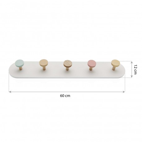 PERCHERO DE PARED PASTEL 5 GANCHOS