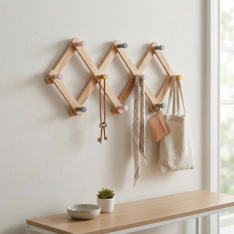 PERCHERO EXPANDIBLE DE PARED DE MADERA