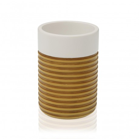 VASO CEPILLOS BLANCO Y MARRÓN