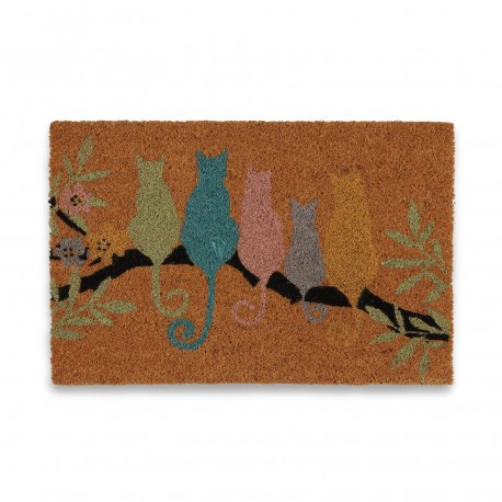 FELPUDO GATOS EN RAMA FIBRA DE COCO 40X60