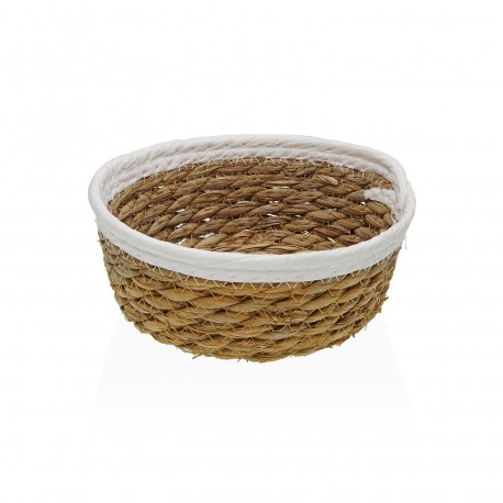 CESTA DE FIBRA VEGETAL 18CM BLANCA