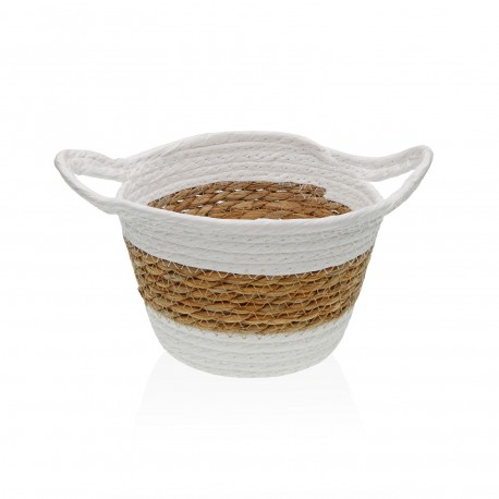 CESTA DE FIBRA VEGETAL CON ASAS 19CM BLANCA
