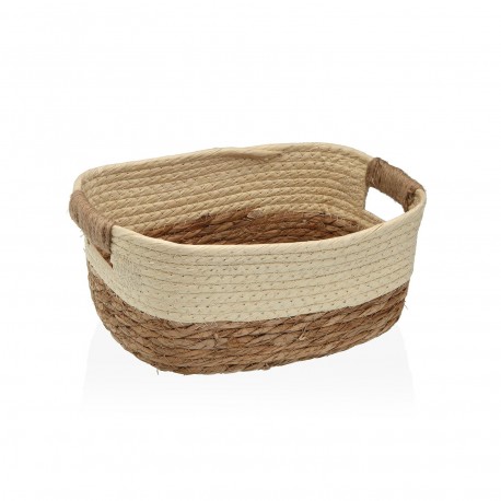 CESTA DE FIBRA VEGETAL CON ASAS 27X20  BEIGE