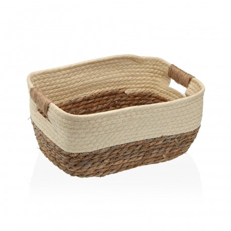 CESTA DE FIBRA VEGETAL CON ASAS 31X23  BEIGE