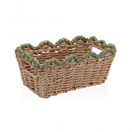 CESTA TRENZADA BORDE VERDE