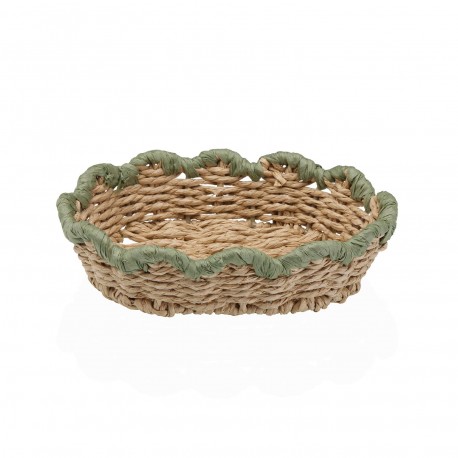 CESTA TRENZADA BORDE VERDE