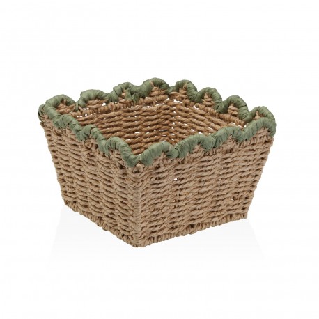 CESTA TRENZADA BORDE VERDE