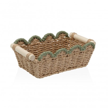 CESTA TRENZADA BORDE VERDE