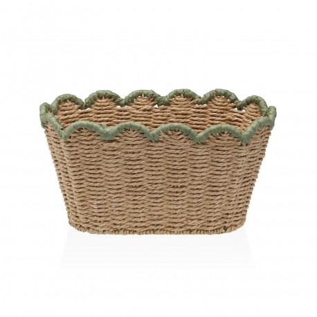 CESTA TRENZADA BORDE VERDE