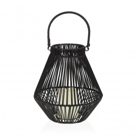 FAROLILLO CON VELA LED 26 CM NORELA NEGRO