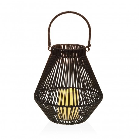 FAROLILLO CON VELA LED 26 CM NORELA NEGRO