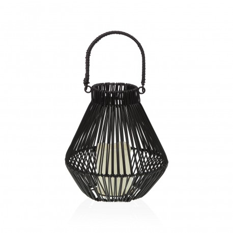 FAROLILLO CON VELA LED 23 CM NORELA NEGRO