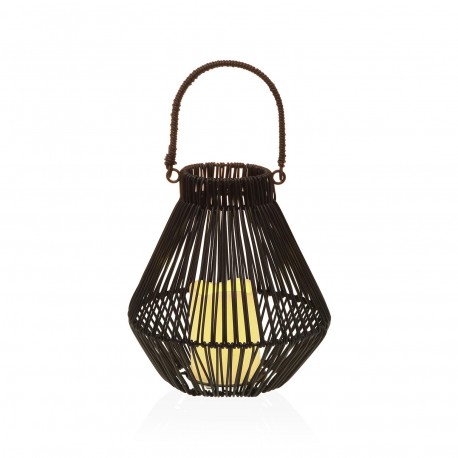 FAROLILLO CON VELA LED 23 CM NORELA NEGRO