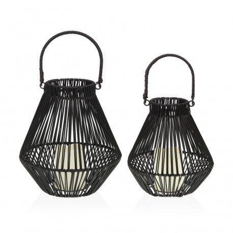 FAROLILLO CON VELA LED 23 CM NORELA NEGRO
