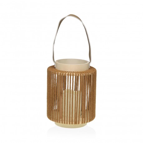FAROLILLO CON VELA LED 25 CM ORAYA MARRON