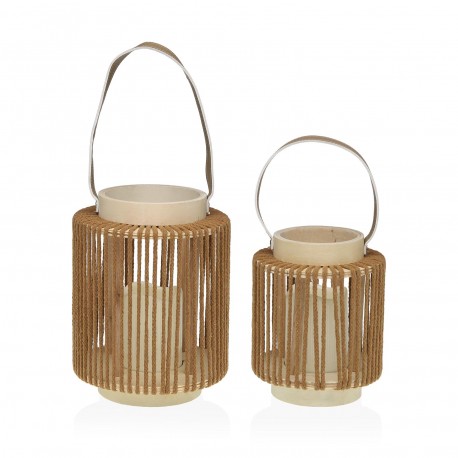 FAROLILLO CON VELA LED 25 CM ORAYA MARRON
