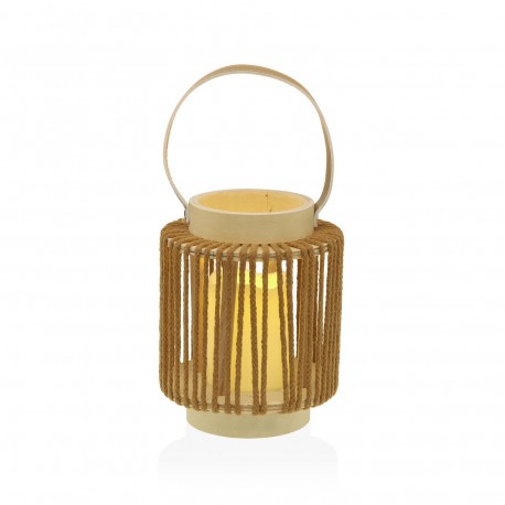 FAROLILLO CON VELA LED 18 CM ORAYA MARRON