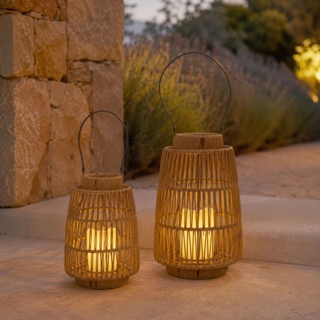 FAROLILLO CON VELA LED 21 CM LUMIA MARRON