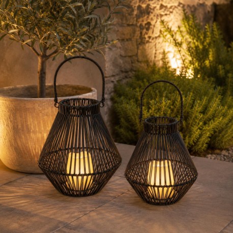 FAROLILLO CON VELA LED 26 CM NORELA NEGRO