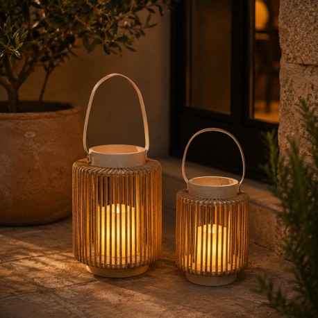 FAROLILLO CON VELA LED 18 CM ORAYA MARRON