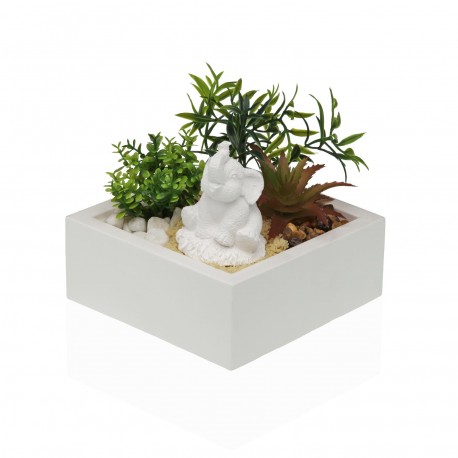 MACETA DE CEMENTO CON PLANTA Y ELEFANTE