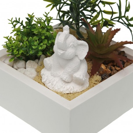 MACETA DE CEMENTO CON PLANTA Y ELEFANTE