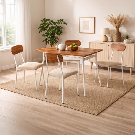 JUEGO MESA Y 4 SILLAS DENALI BL