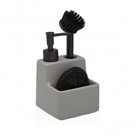 DISPENSADOR ESTROPAJERO GRIS CON CEPILLO