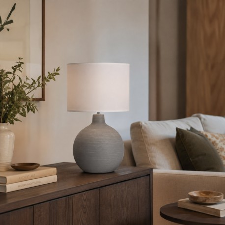 LÁMPARA DE MESA CERAMICA DEWAS GRIS