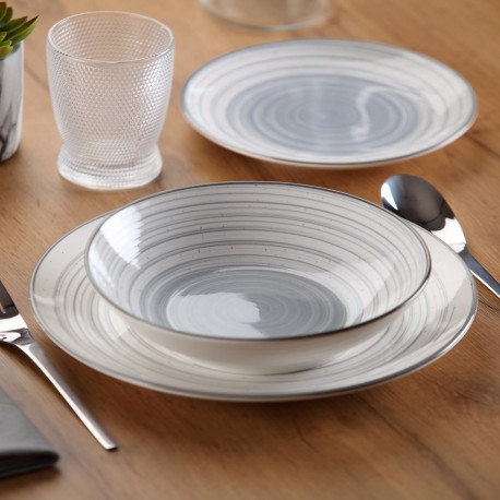 VAJILLA 18 PIEZAS NYLOR GRIS