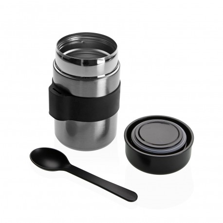 TAZA TERMO CON CUCHARA NEGRA