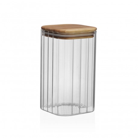 RECIPIENTE CRISTAL CON TAPA DE ACACIA GRANDE