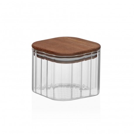 RECIPIENTE CRISTAL CON TAPA DE ACACIA PEQUEÑO