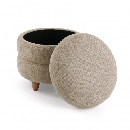 PUFF CON ALMACENAJE BEIGE SIRO