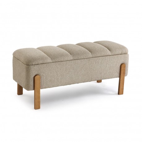 PIE DE CAMA TAPIZADO CON ALMACENAMIENTO BEIGE