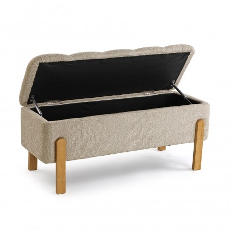 PIE DE CAMA TAPIZADO CON ALMACENAMIENTO BEIGE