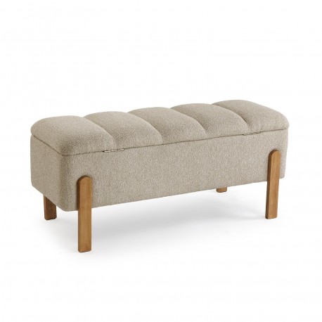 PIE DE CAMA TAPIZADO CON ALMACENAMIENTO BEIGE