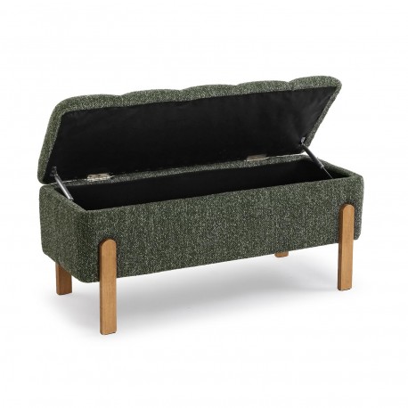 PIE DE CAMA TAPIZADO CON ALMACENAMIENTO VERDE