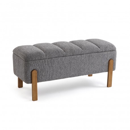 PIE DE CAMA TAPIZADO CON ALMACENAMIENTO GRIS CLARO