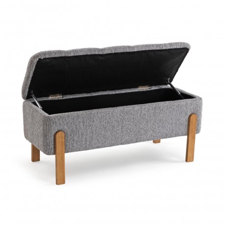PIE DE CAMA TAPIZADO CON ALMACENAMIENTO GRIS CLARO