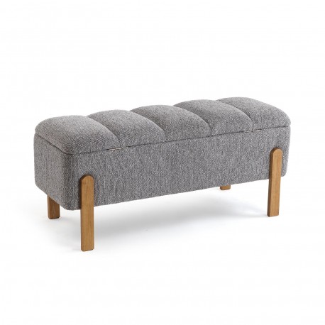 PIE DE CAMA TAPIZADO CON ALMACENAMIENTO GRIS CLARO
