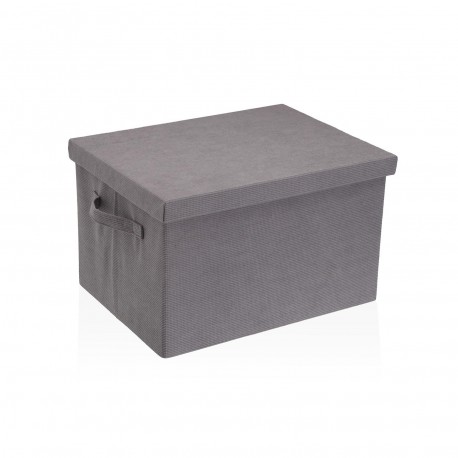 CESTA RECTANGULAR CON TAPA PLEGABLE GRIS CLARO