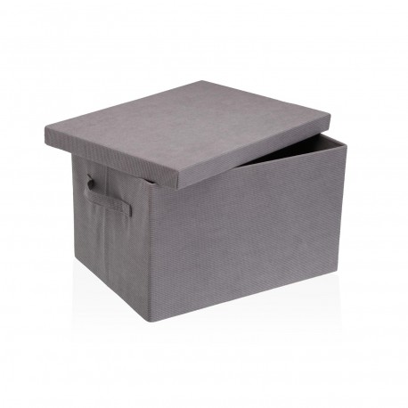 CESTA RECTANGULAR CON TAPA PLEGABLE GRIS CLARO