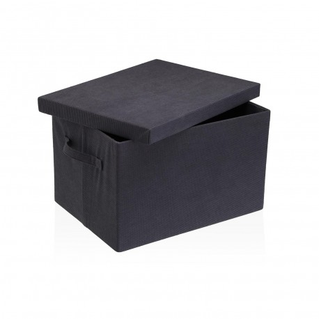 CESTA RECTANGULAR CON TAPA PLEGABLE GRIS OSCURO