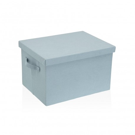 CESTA RECTANGULAR CON TAPA PLEGABLE AZUL