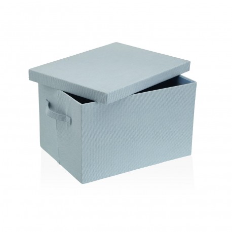 CESTA RECTANGULAR CON TAPA PLEGABLE AZUL