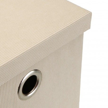 CESTA CUADRADA CON TAPA PLEGABLE CREMA