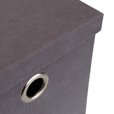 CESTA CUADRADA CON TAPA PLEGABLE GRIS CLARO