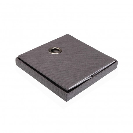 CESTA CUADRADA CON TAPA PLEGABLE GRIS CLARO