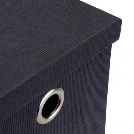 CESTA CUADRADA CON TAPA PLEGABLE GRIS OSCURO